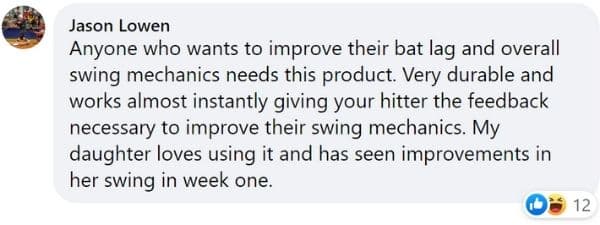Rope Bat Review - "Anyone who wants to improve their bat lag and overall swing mechanics needs this product. Very durable and works almost instantly giving your hitter the feedback necessary to improve their swing mechanics. My daughter loves using it and has seen improvements in her swing in week one." - Jason Lowen