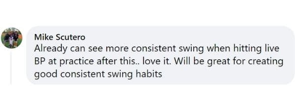 Rope Bat Review - "Already can see more consistent swing when hitting live BP at practice after this... love it. Will be great for creating good consistent swing habits." - Mike Scutero