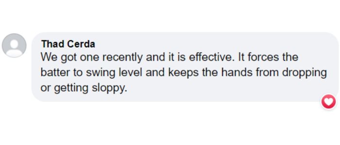 Rope Bat Review – “We got one recently and it is effective. It forces the batter to swing level and keeps the hands from dropping or getting sloppy.” – Thad Cerda