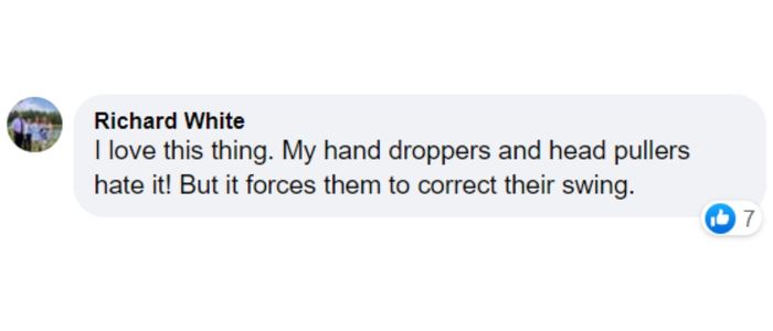 Rope Bat Review – “I love this thing. My hand droppers and head pullers hate it! But if forces them to correct their swing.” – Richard White