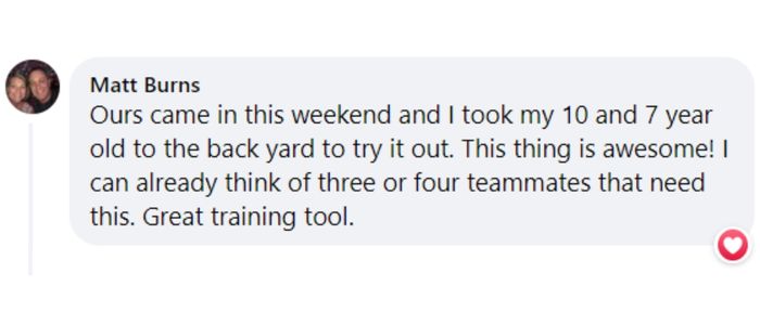 Rope Bat Review – “Ours came in this weekend and I took my 10 and 7 year old out to the backyard to try it out. This thing is awesome! I can already think of 3 or 4 teammates that need this. Great training too!” – Matt Burns
